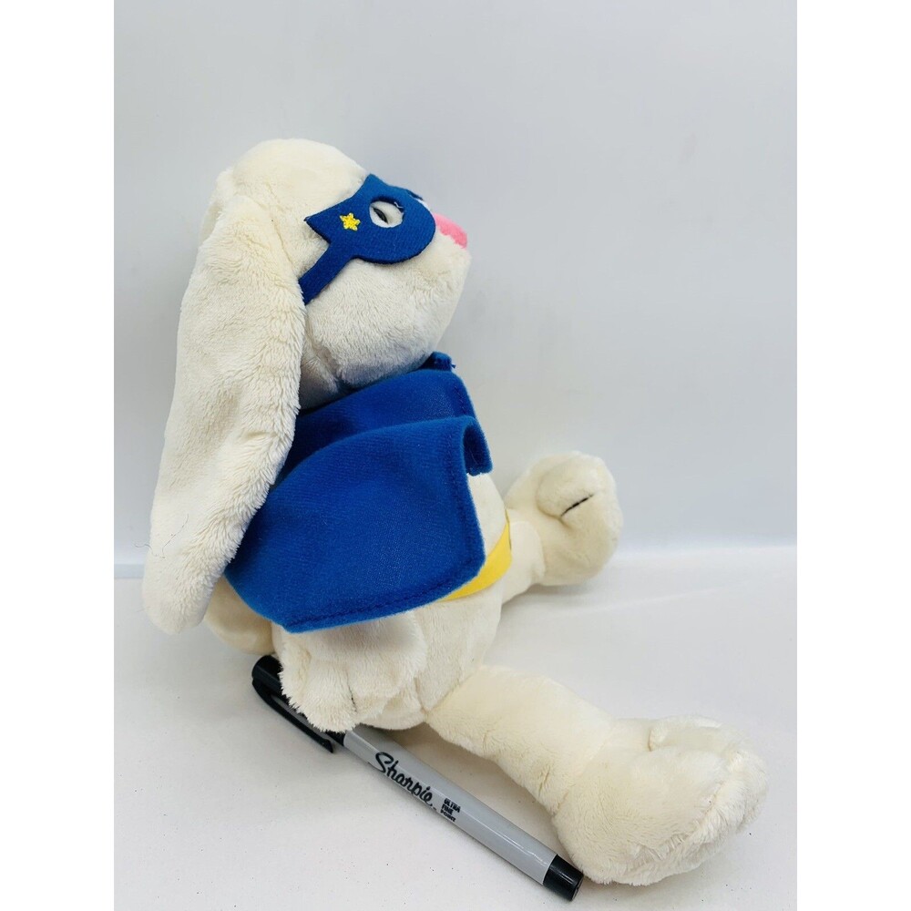 Manhattan Toy Super Hero Bunny Plush Ivory Soft Stuffed Animal Blue Cape Mask - Picture 13 of 15